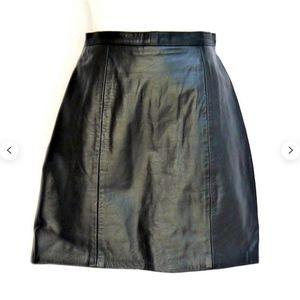 VINTAGE Sexy Black Leather Mini Skirt
